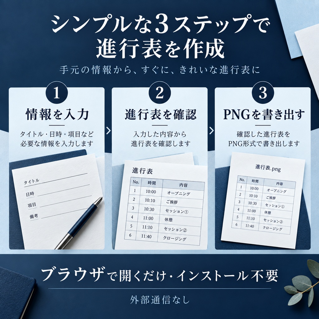 コラボ配信 進行表メーカー|企画・参加者・タイムテーブルをPNGで共有【オフラインHTML】