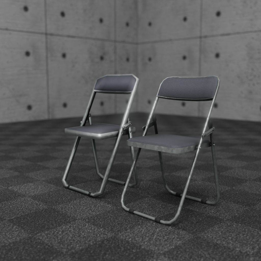 【3Dモデル】小道具:折りたためるパイプ椅子セット