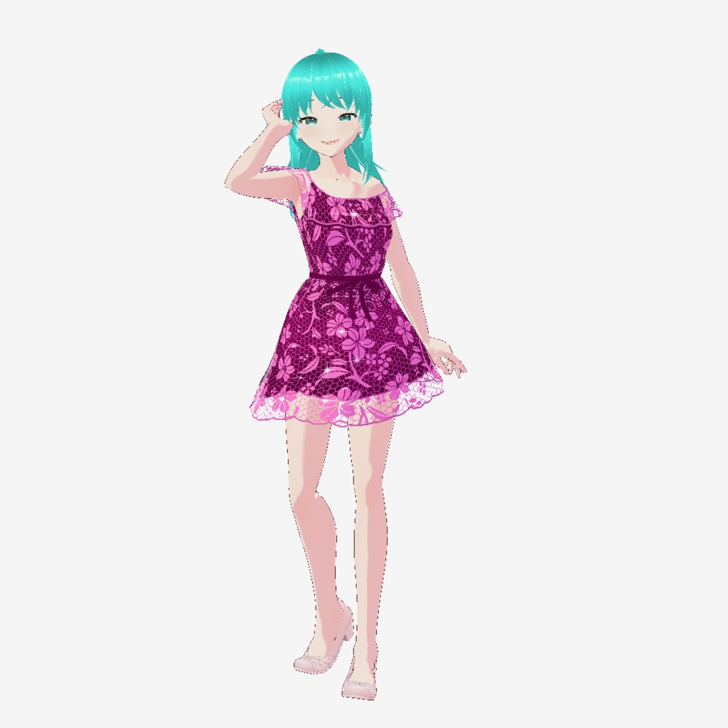 Vroid: Pink VTuber Dress with Flower Laces