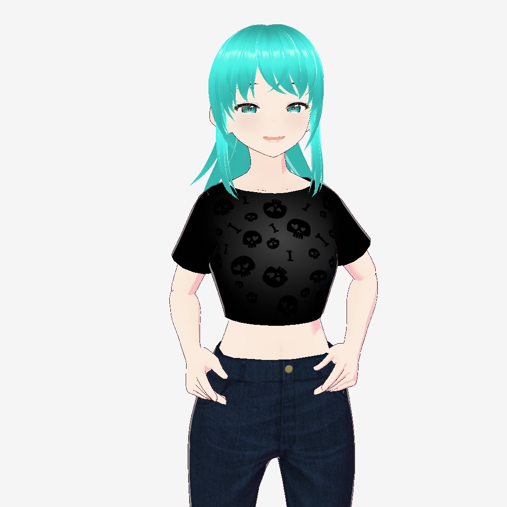 Vtuber Halloween Mini T-Shirt with Cute Skulls and Bones Vroid Item
