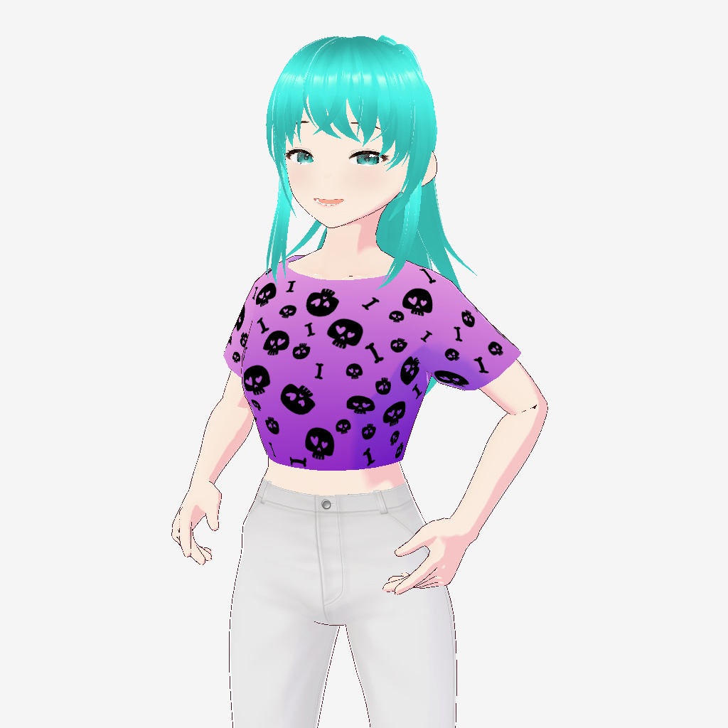 Vtuber Halloween Mini T-Shirt with Cute Skulls and Bones Vroid Item
