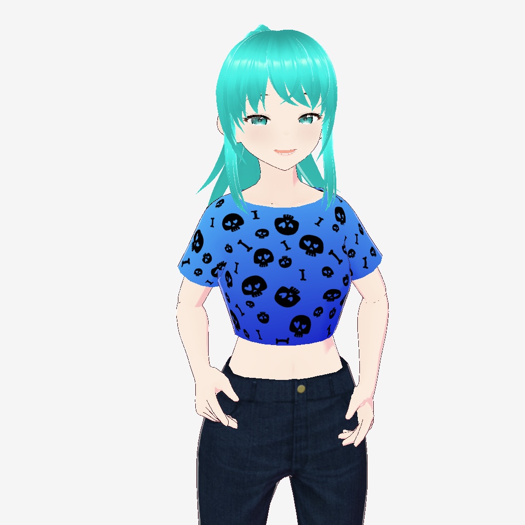 Vtuber Halloween Mini T-Shirt with Cute Skulls and Bones Vroid Item