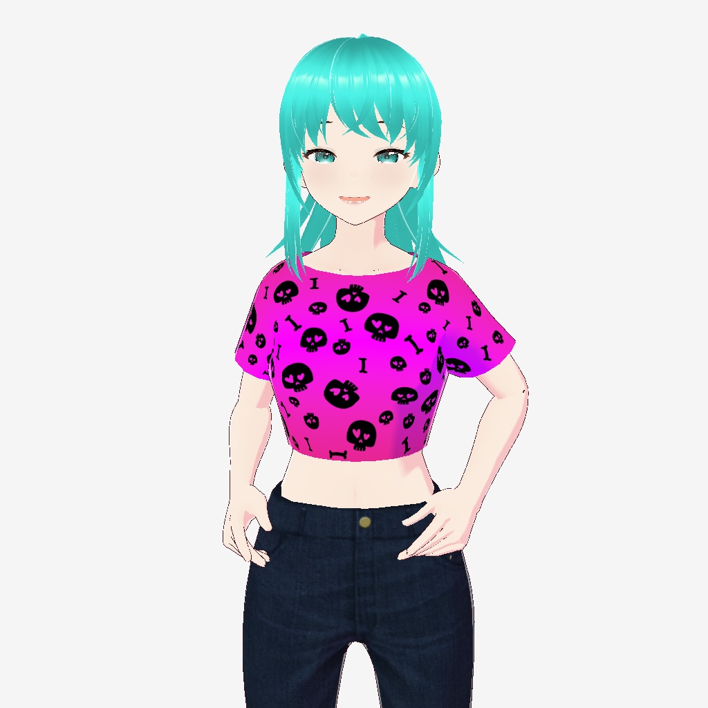 Vtuber Halloween Mini T-Shirt with Cute Skulls and Bones Vroid Item