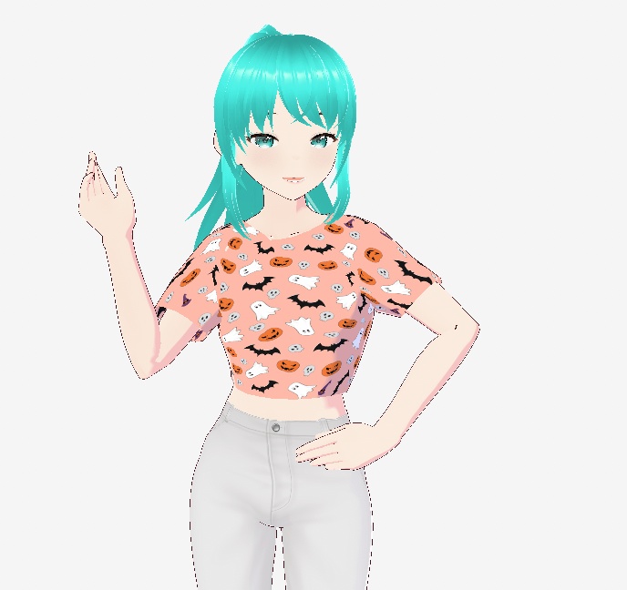 Vtuber Halloween Ghost, Pumpkin and Bats Mini T-Shirt Vroid Item Set