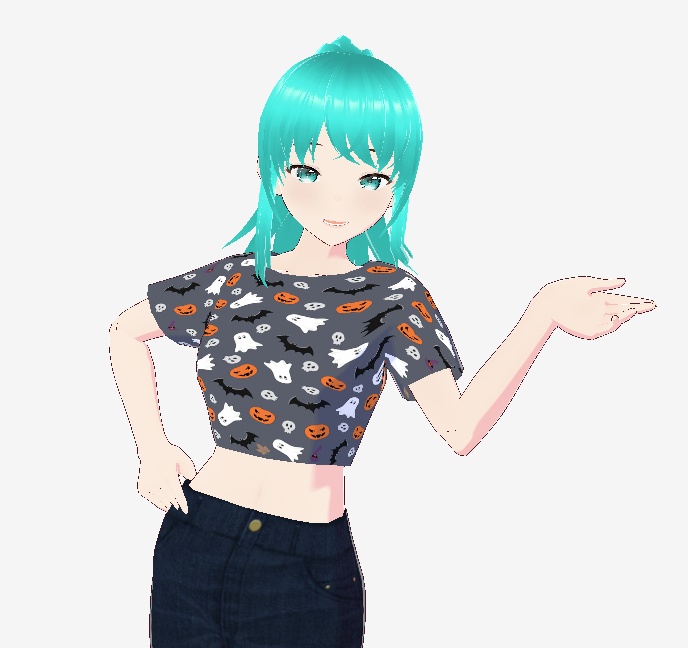 Vtuber Halloween Ghost, Pumpkin and Bats Mini T-Shirt Vroid Item Set