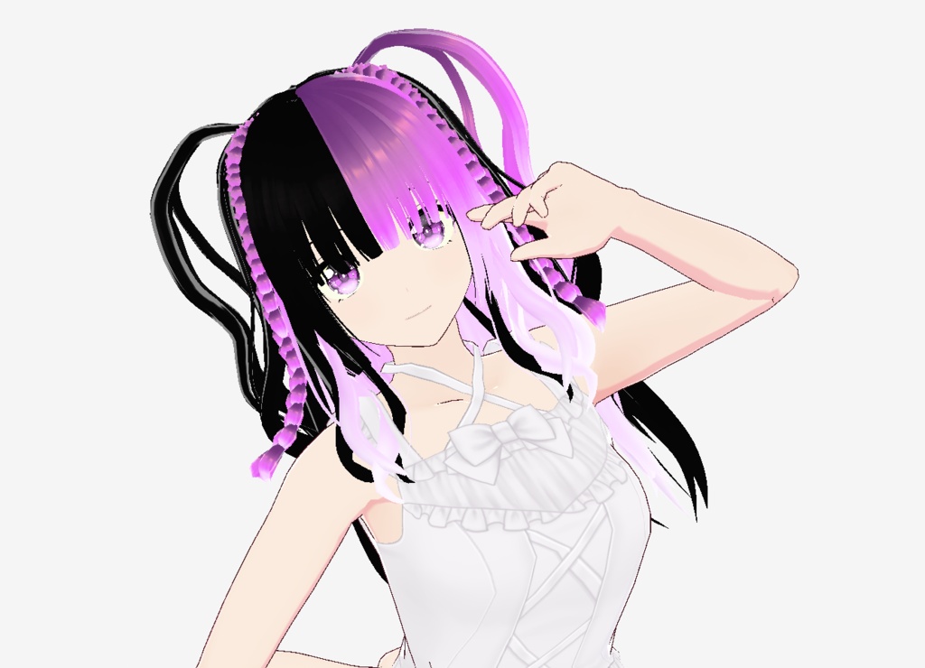 Vroid Custom Hair: Bold Black Dual Tone Pigtails with Braids! Instantly Stand Out!