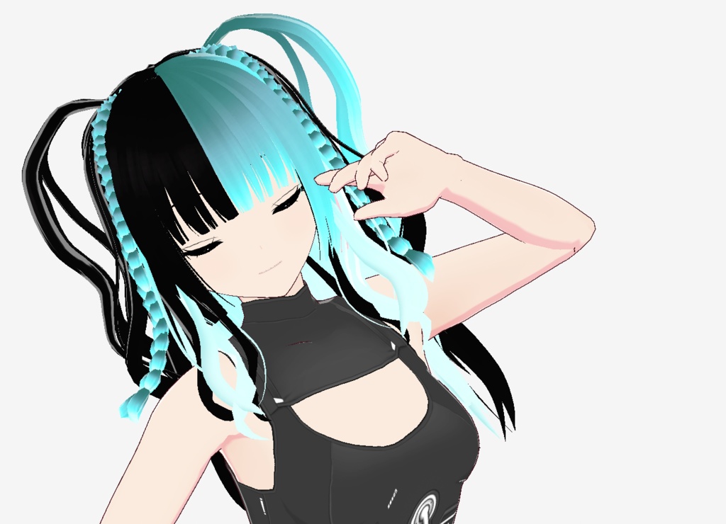 Vroid Custom Hair: Bold Black Dual Tone Pigtails with Braids! Instantly Stand Out!