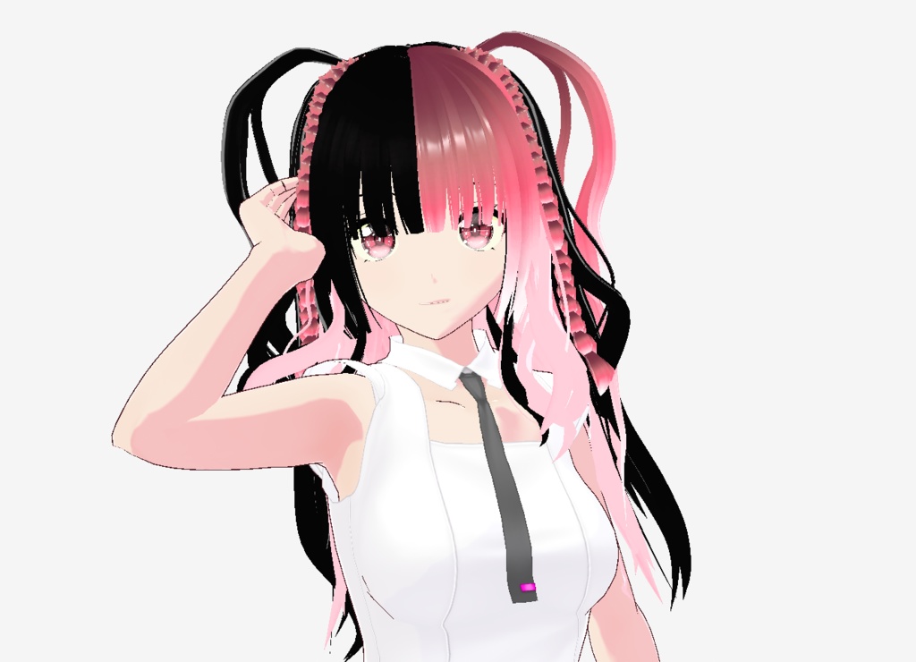 Vroid Custom Hair: Bold Black Dual Tone Pigtails with Braids! Instantly Stand Out!