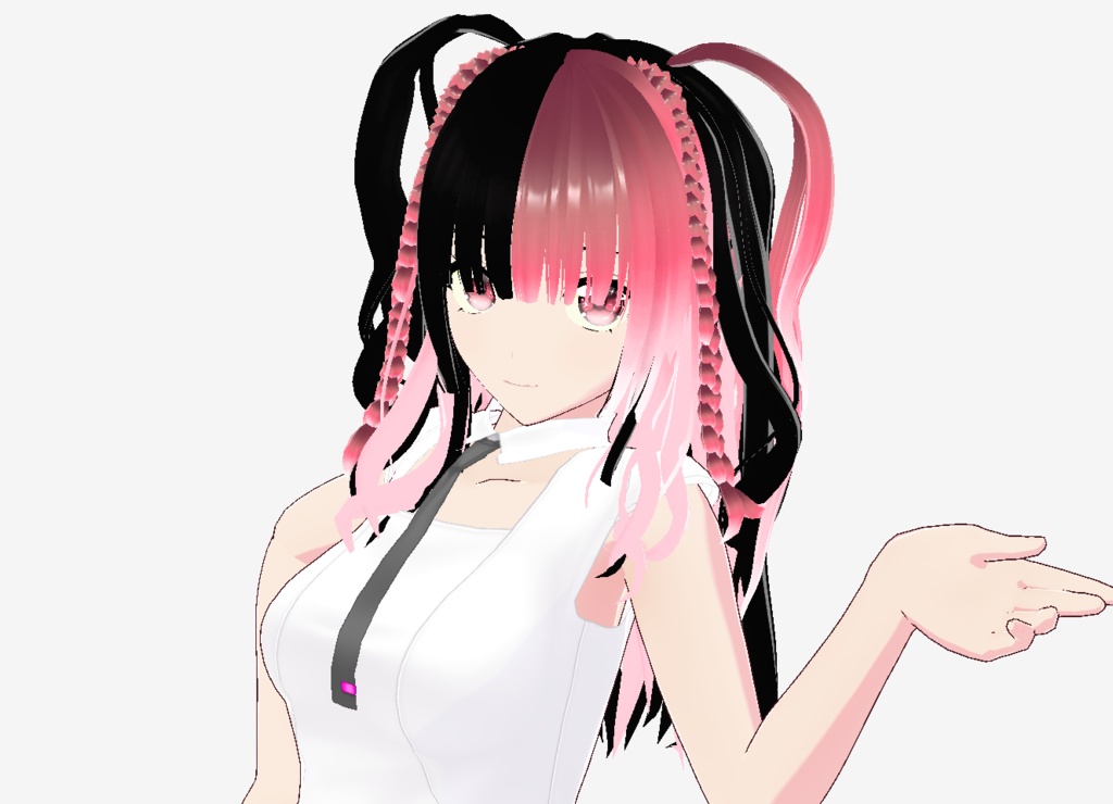 Vroid Custom Hair: Bold Black Dual Tone Pigtails with Braids! Instantly Stand Out!