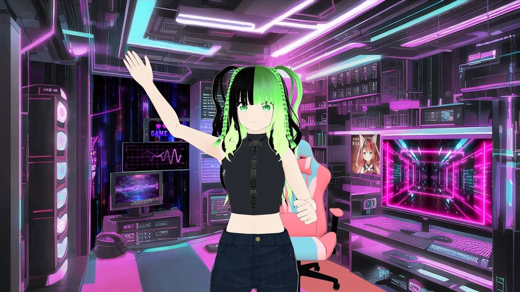 Vroid Custom Hair: Bold Black Dual Tone Pigtails with Braids! Instantly Stand Out!