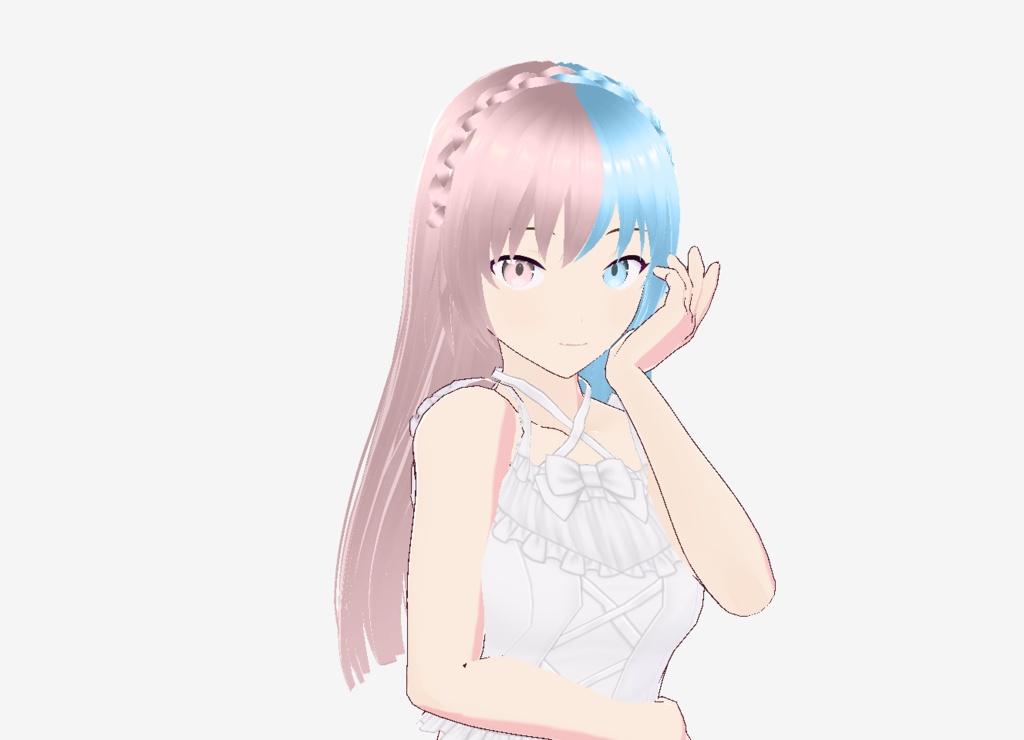【Vroid Custom Item】 Two-Tone Braid Crown Hair for VRoid | Perfect for VTuber, VRChat, 3D Models