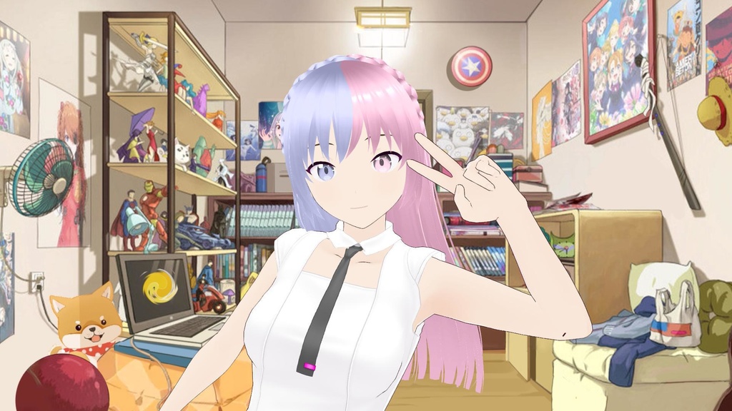 【Vroid Custom Item】 Two-Tone Braid Crown Hair for VRoid  | Perfect for VTuber, VRChat, 3D Models