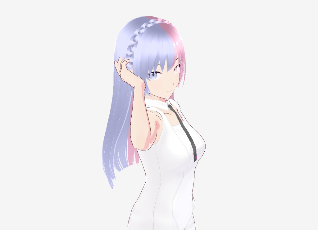 【Vroid Custom Item】 Two-Tone Braid Crown Hair for VRoid | Perfect for VTuber, VRChat, 3D Models