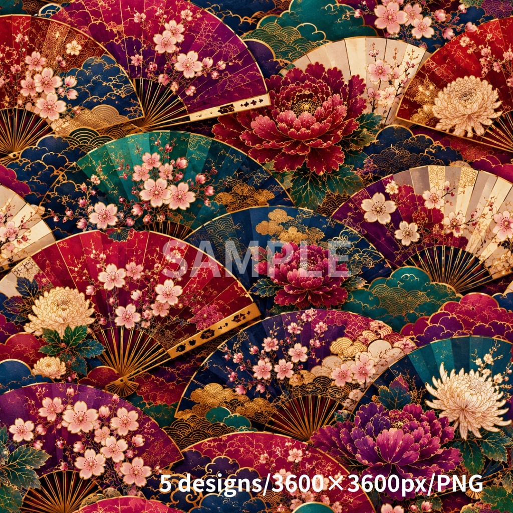 JAPAN LUXE 和柄デジタルペーパー 5枚セット|Japanese Traditional Pattern