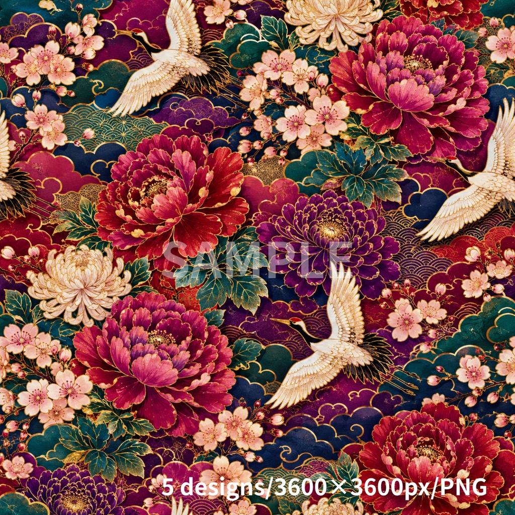 JAPAN LUXE 和柄デジタルペーパー 5枚セット|Japanese Traditional Pattern