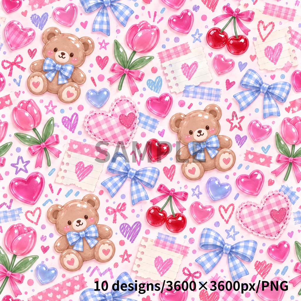 ぷっくりパステルキャンディ♡デジタルペーパー 10枚セット