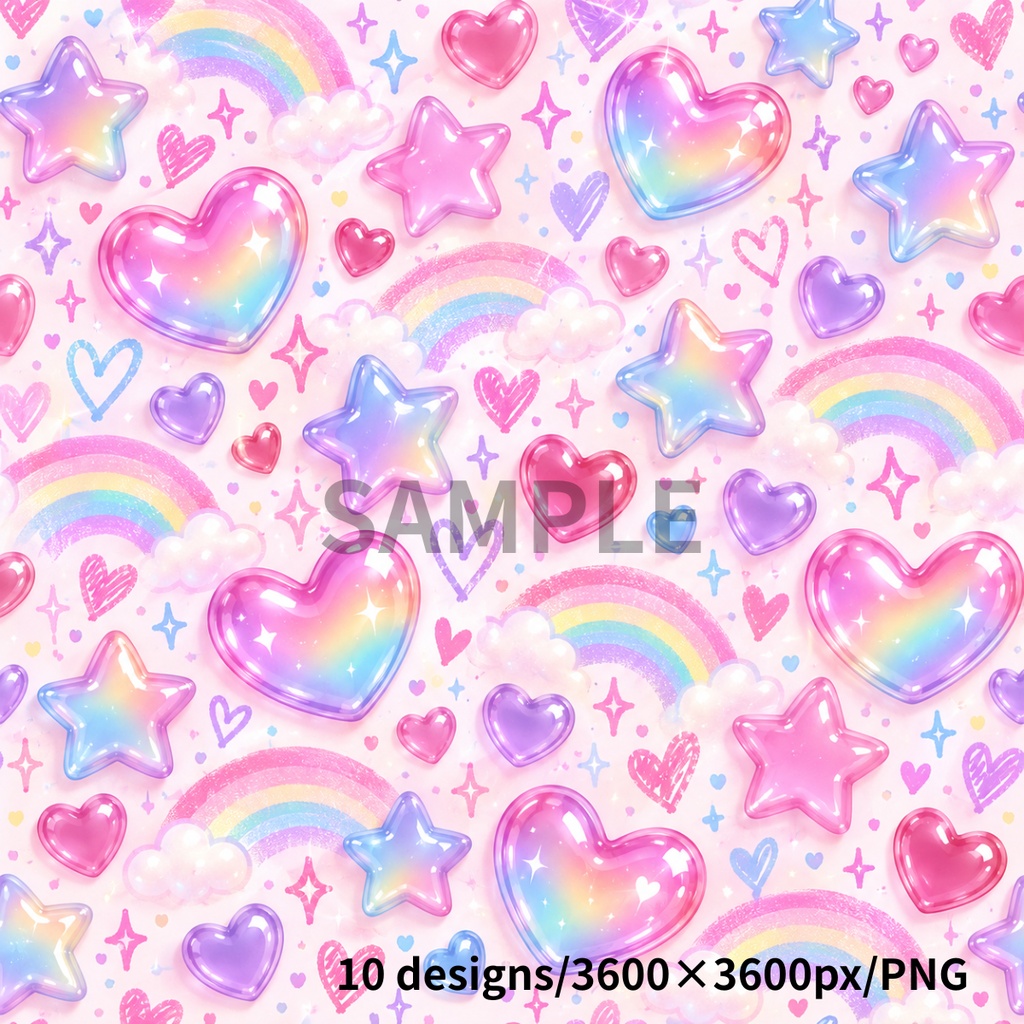 ぷっくりパステルキャンディ♡デジタルペーパー 10枚セット