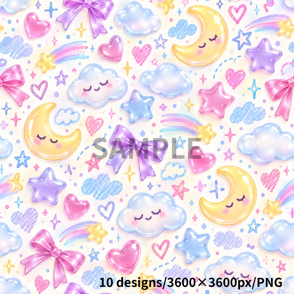 ぷっくりパステルキャンディ♡デジタルペーパー 10枚セット