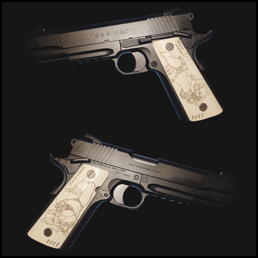 コルトガバメント M1911系 アイボリー調塗装グリップ furry