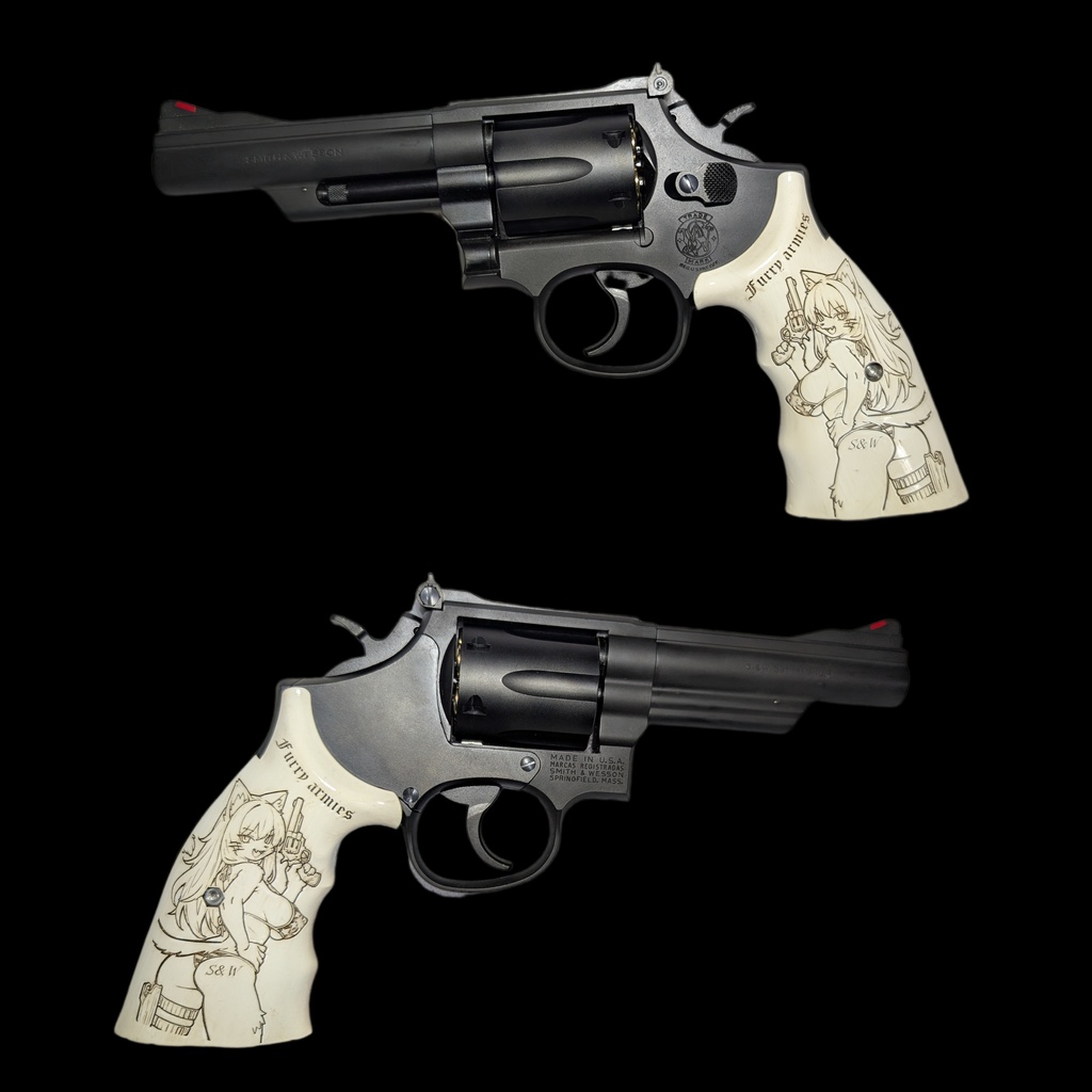 Kフレームリボルバー アイボリー調塗装グリップ スクエアバット ver.furry