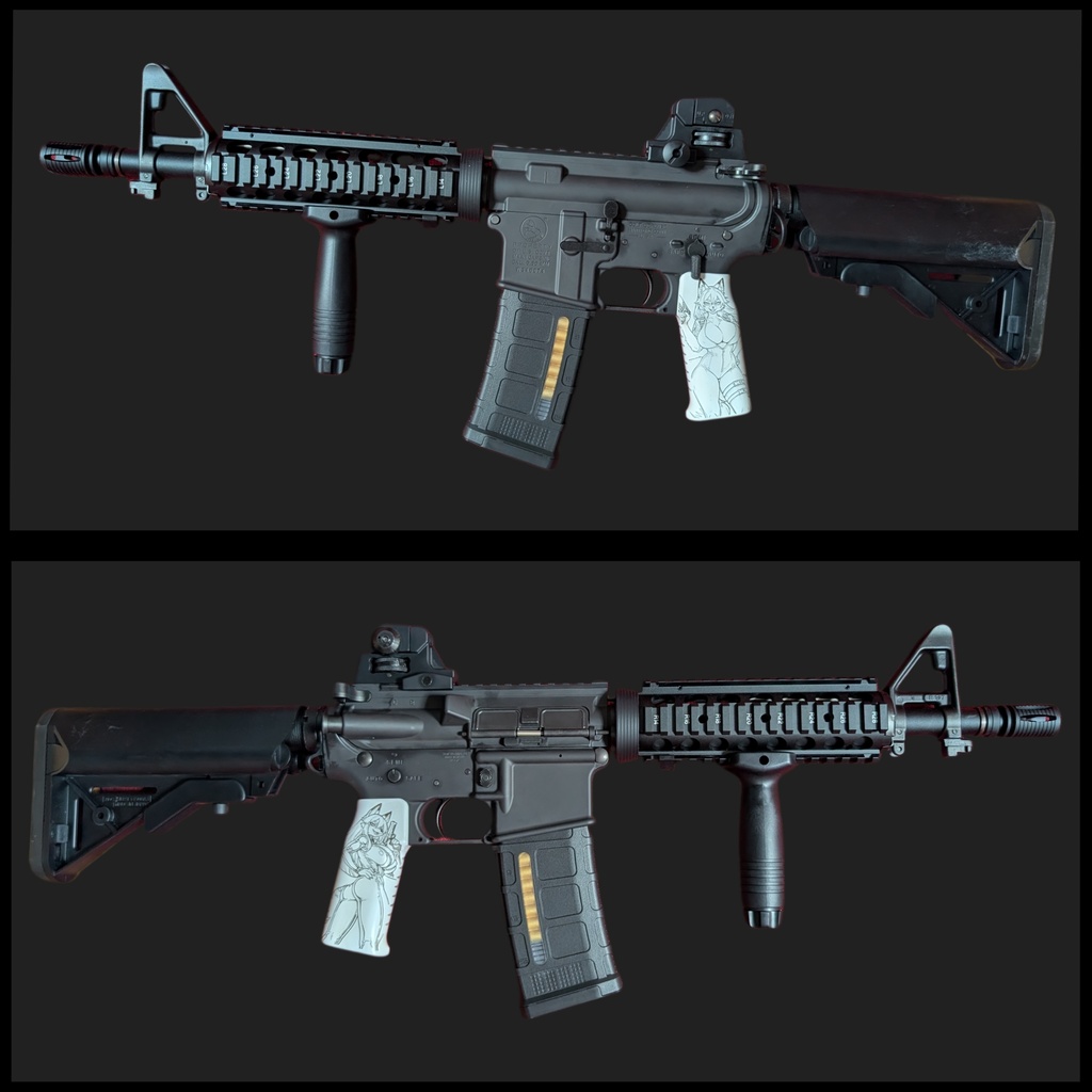 ガスブローバック AR15 M4/M16系 アイボリー調塗装Furryグリップ ver.Rider Fox