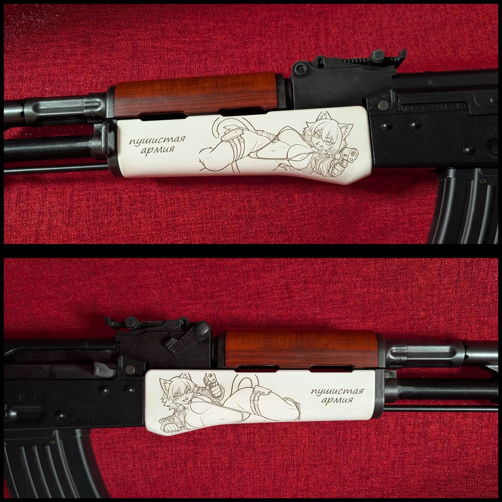 東京マルイ ガスブロAKM専用 アイボリー調塗装 Furryアンダーハンドガード ver.Cat