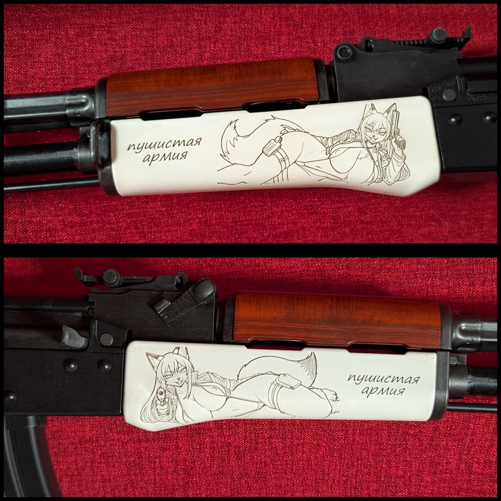 東京マルイ ガスブロAKM専用 アイボリー調塗装 Furryアンダーハンドガード ver.Fox