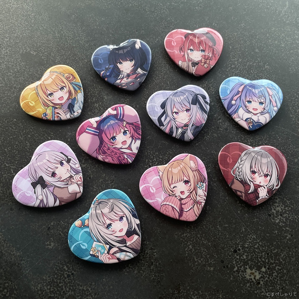 ハート缶バッジ