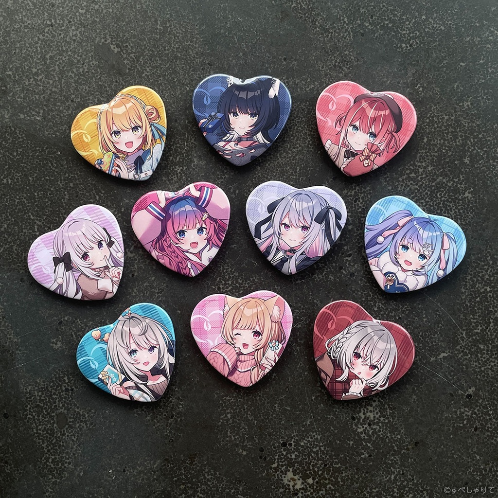 ハート缶バッジ