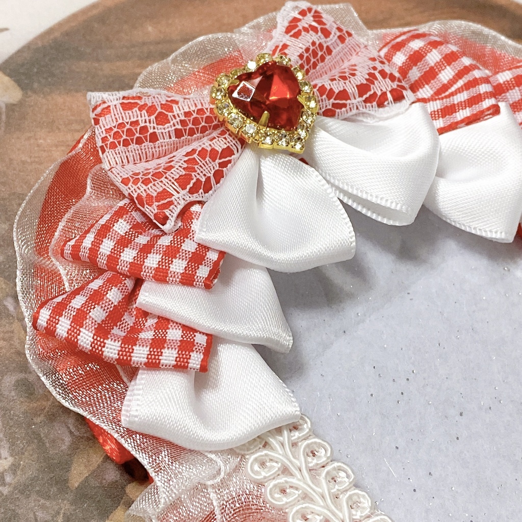 羽 × リボン × クリアハート デコケース