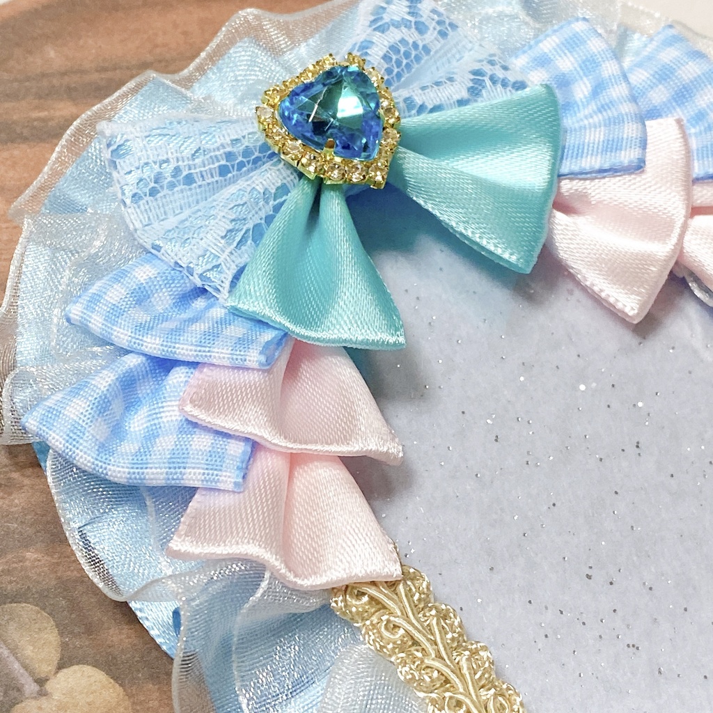 羽 × リボン × クリアハート デコケース