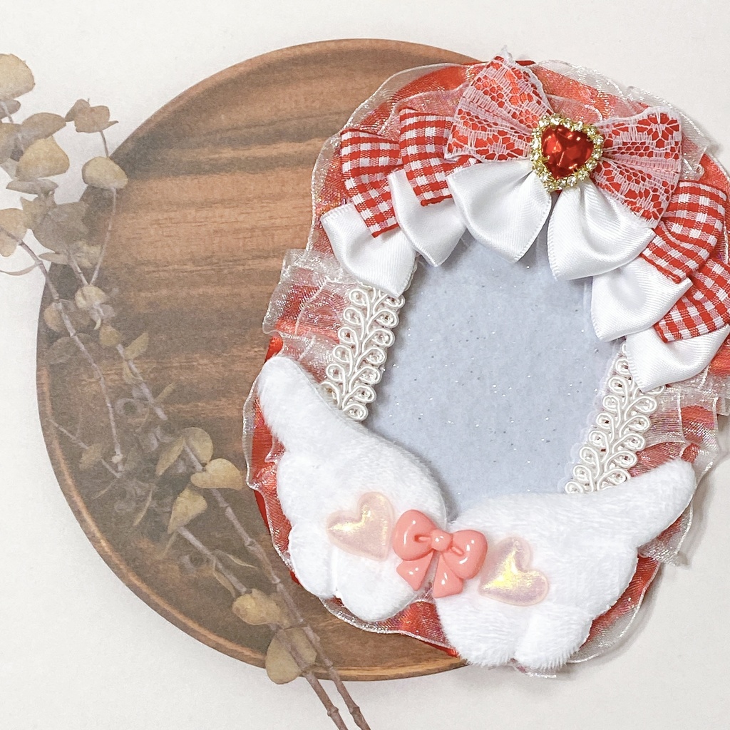 羽 × リボン × クリアハート デコケース