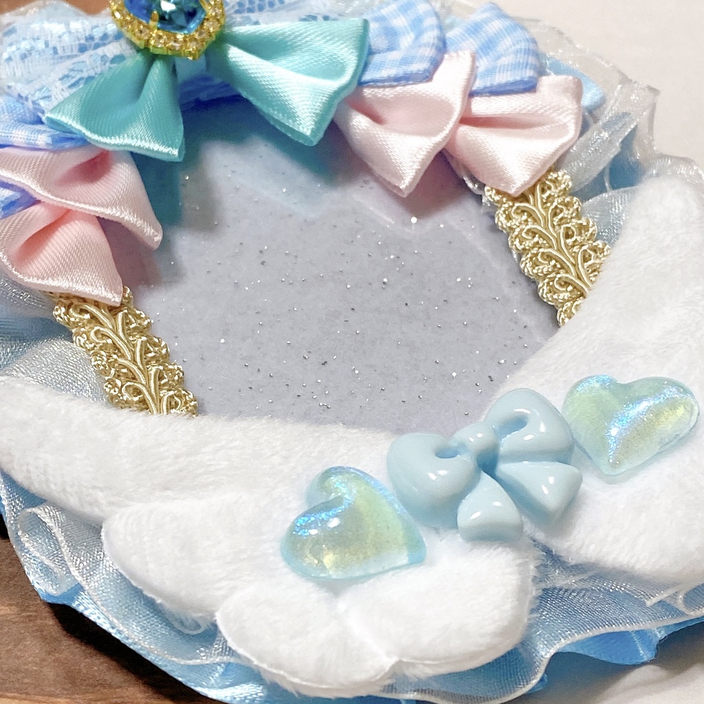 羽 × リボン × クリアハート デコケース