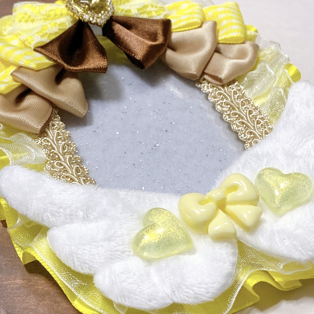 羽 × リボン × クリアハート デコケース