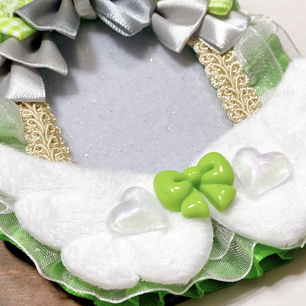 羽 × リボン × クリアハート デコケース