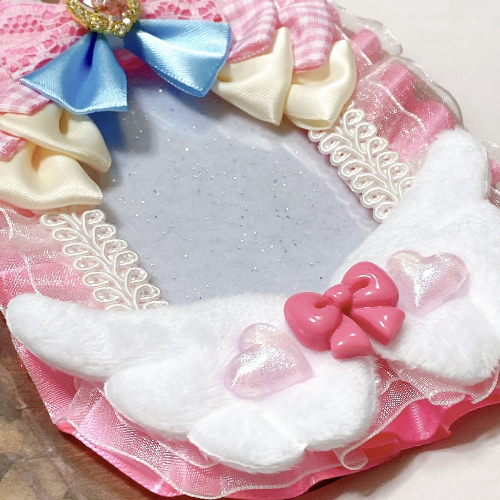 羽 × リボン × クリアハート デコケース