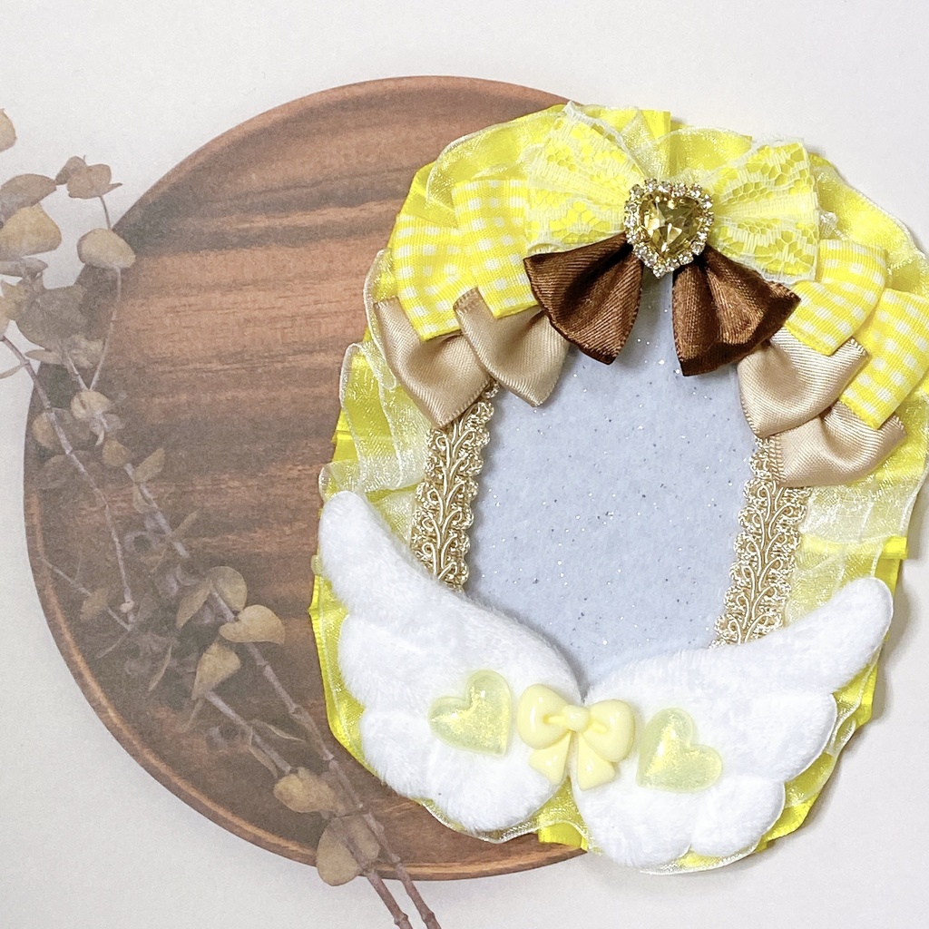 羽 × リボン × クリアハート デコケース