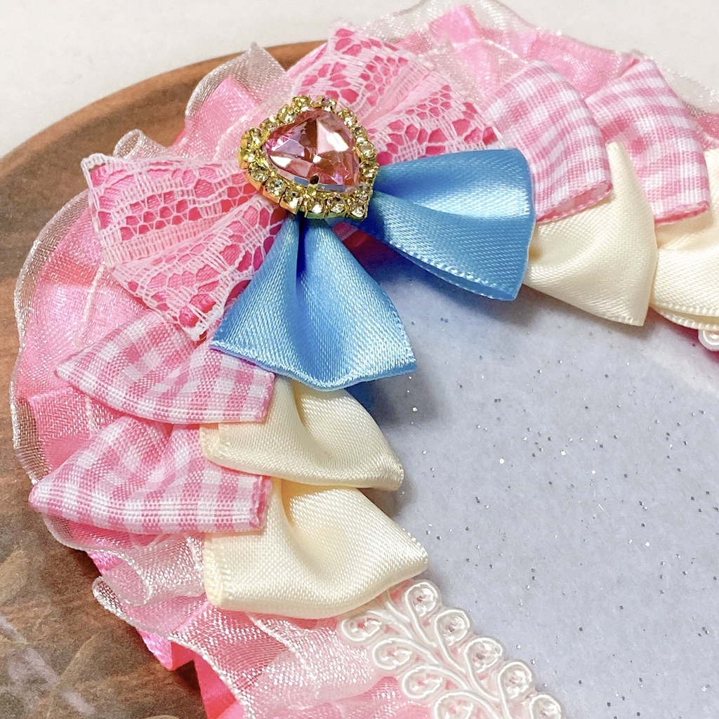 羽 × リボン × クリアハート デコケース