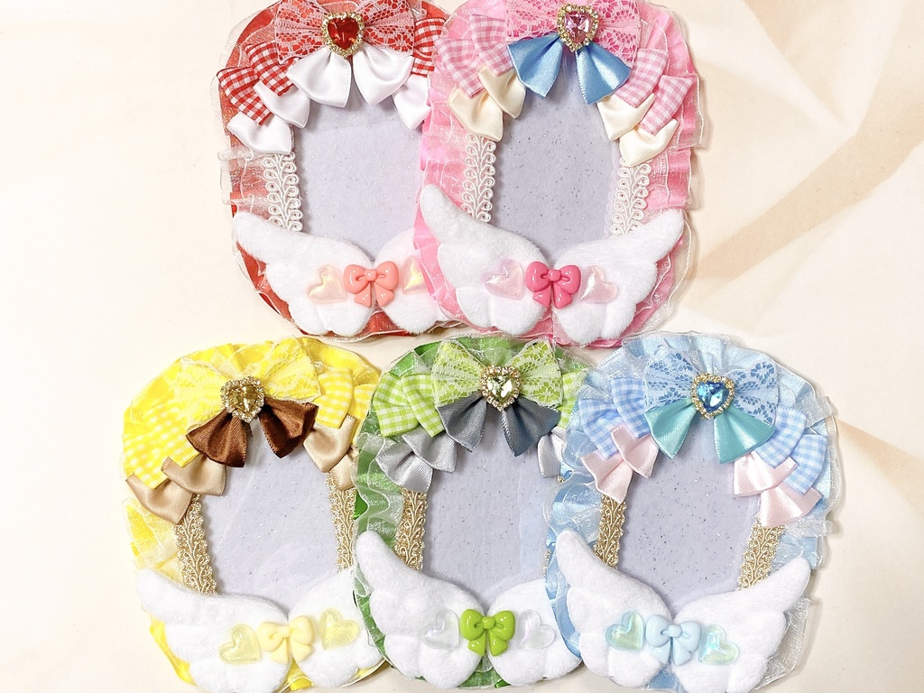 羽 × リボン × クリアハート デコケース