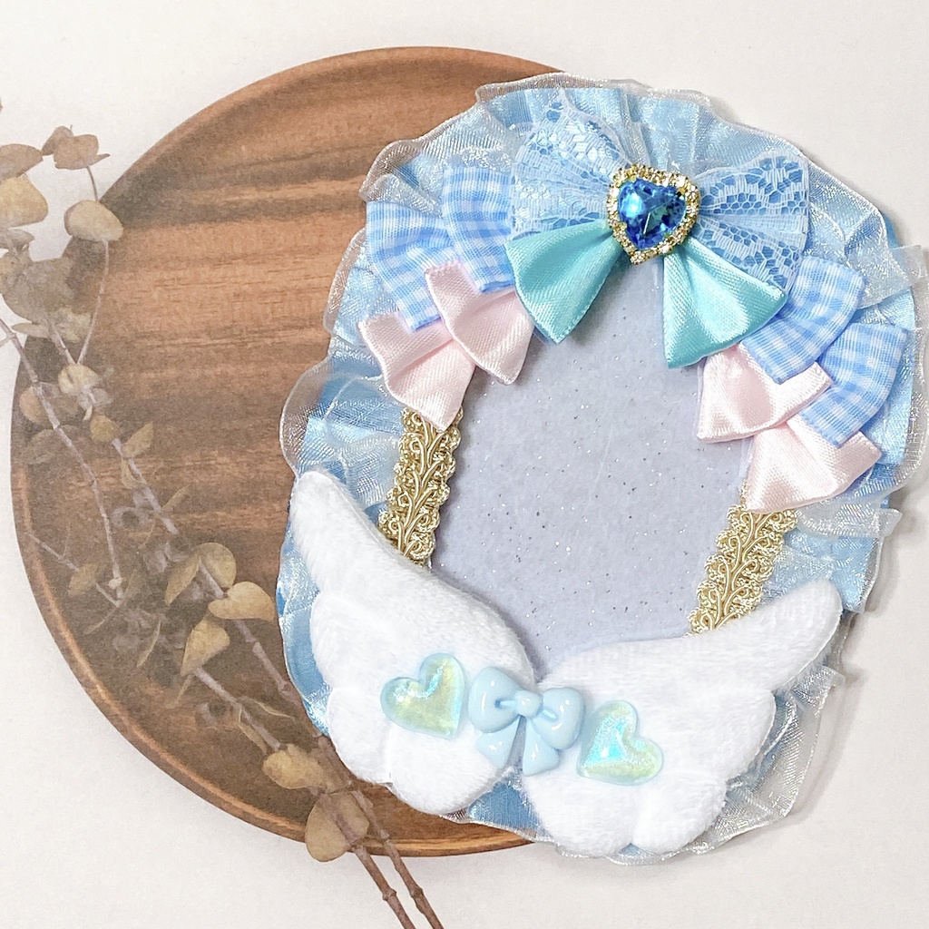 羽 × リボン × クリアハート デコケース