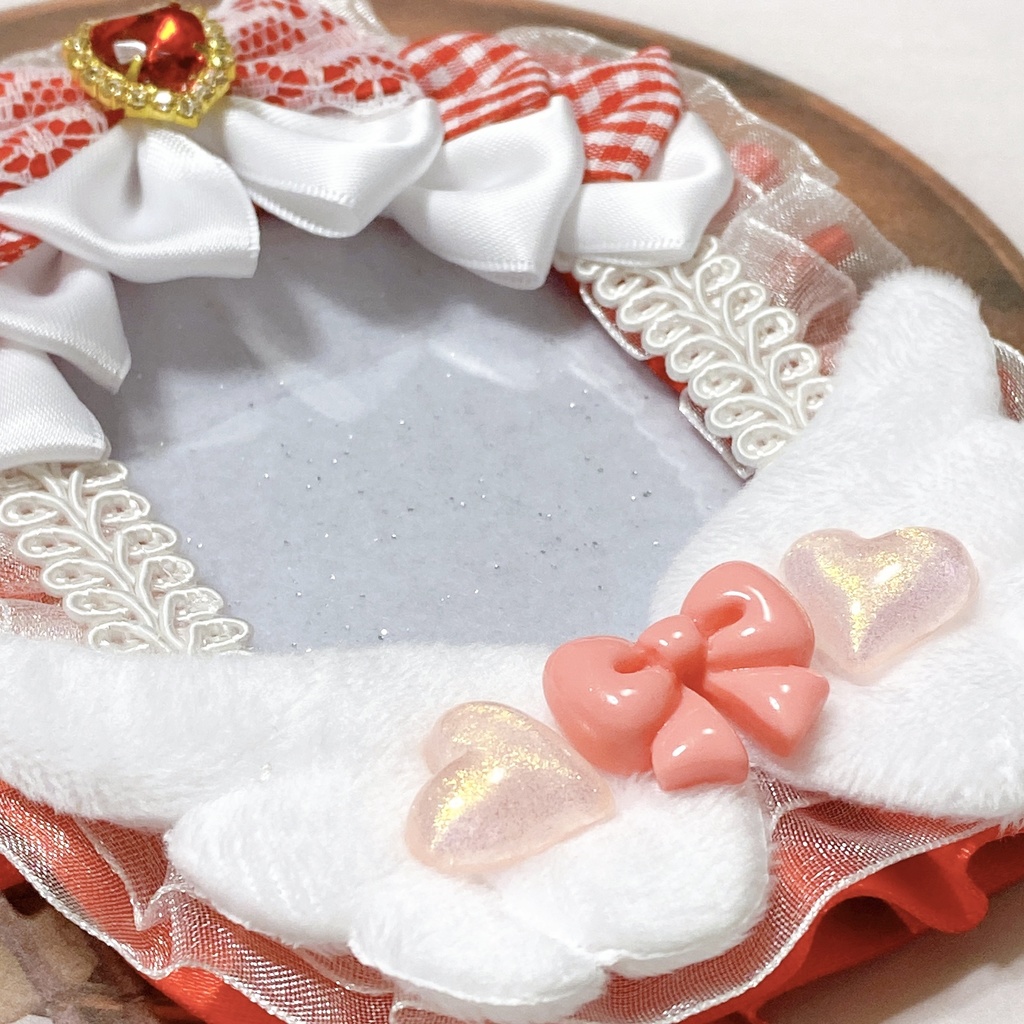 羽 × リボン × クリアハート デコケース