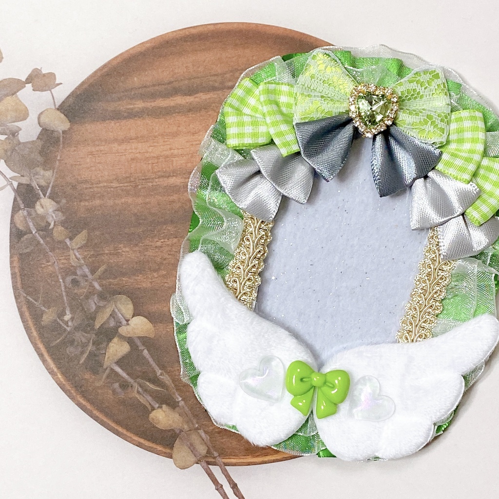 羽 × リボン × クリアハート デコケース