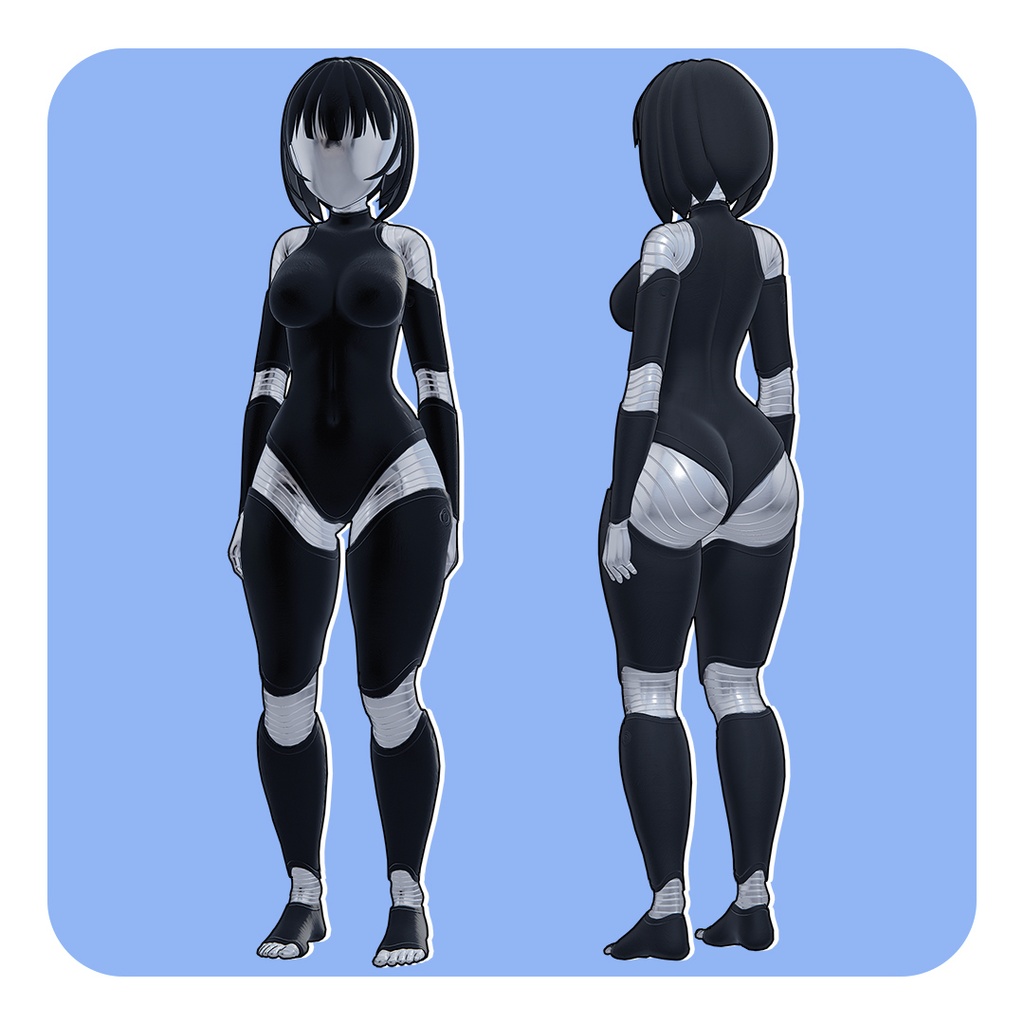 【VRChat想定】NUVIA-01|サイバーパンクアンドロイド オリジナル3Dモデル|PC/Quest対応