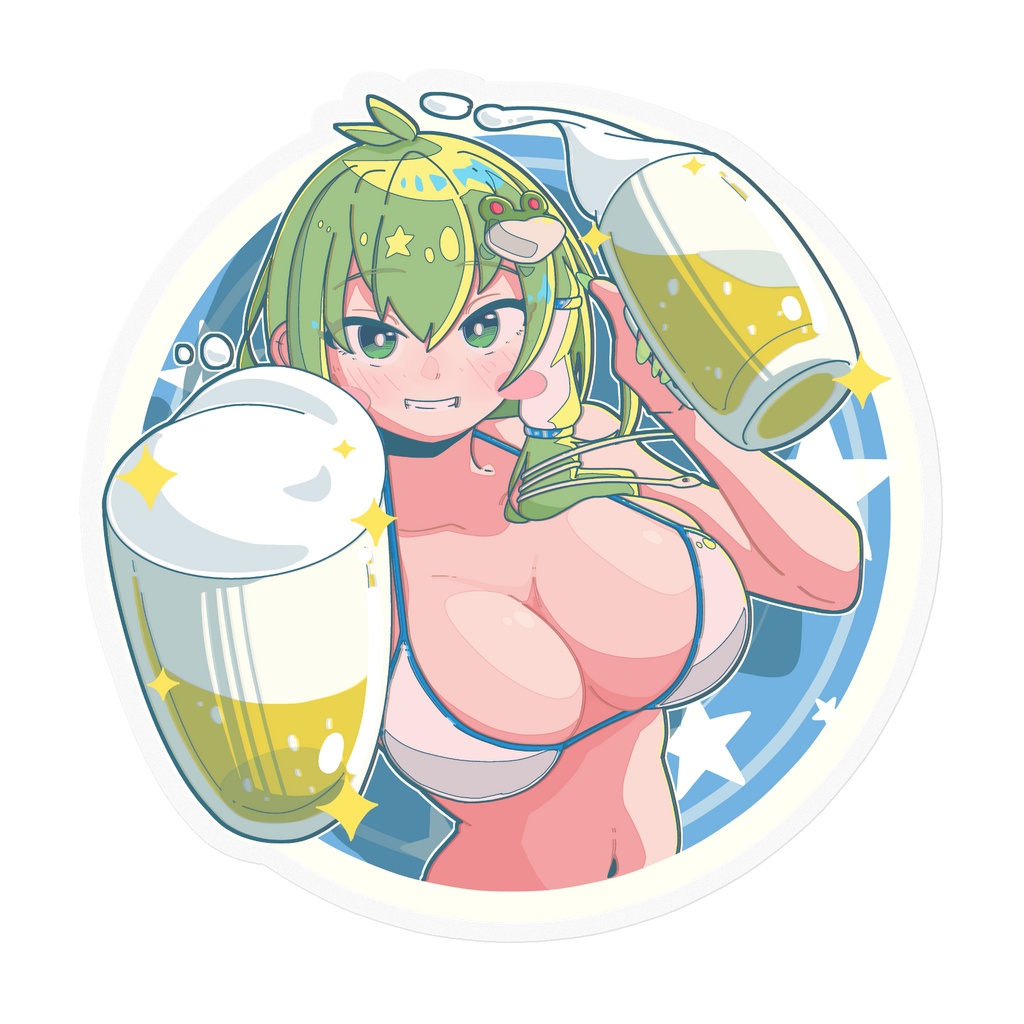早苗さんステッカー(水着・乾杯)