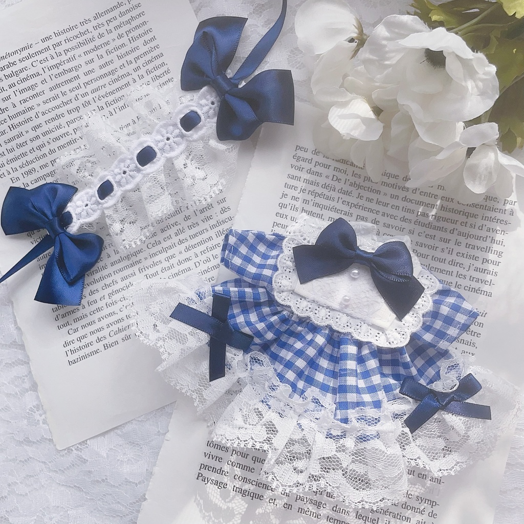 16cm ぬい服 ギンガムチェックのワンピース