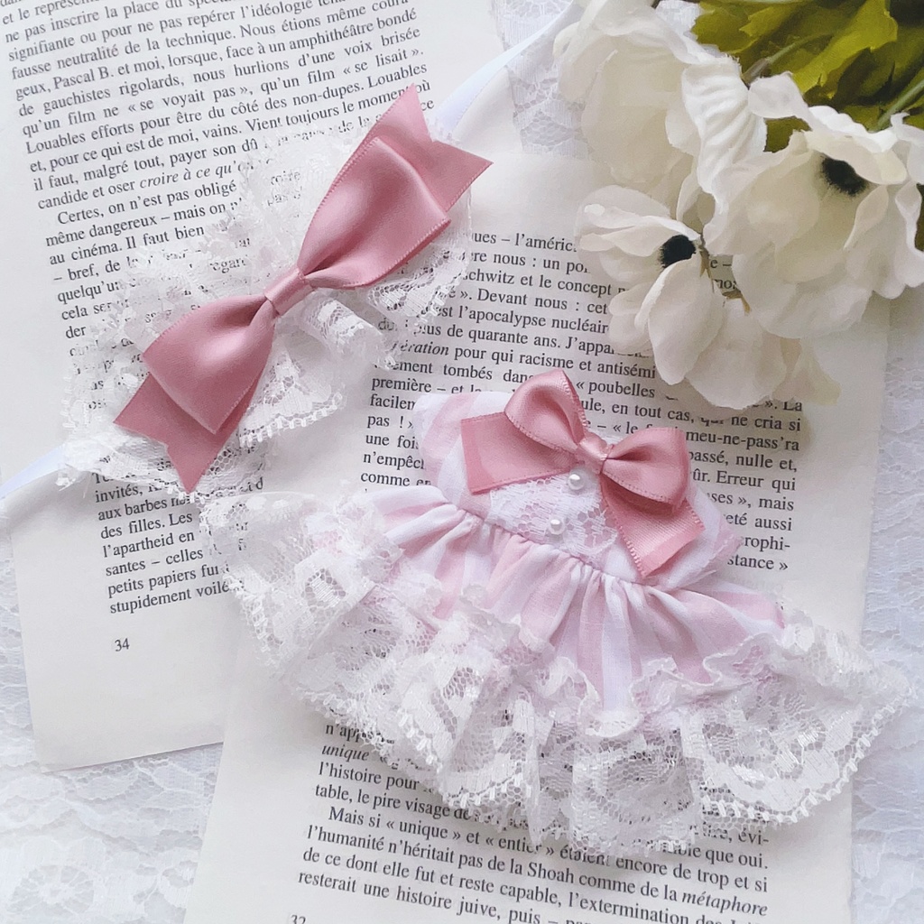 10~12cm ピンクのストライプのワンピース