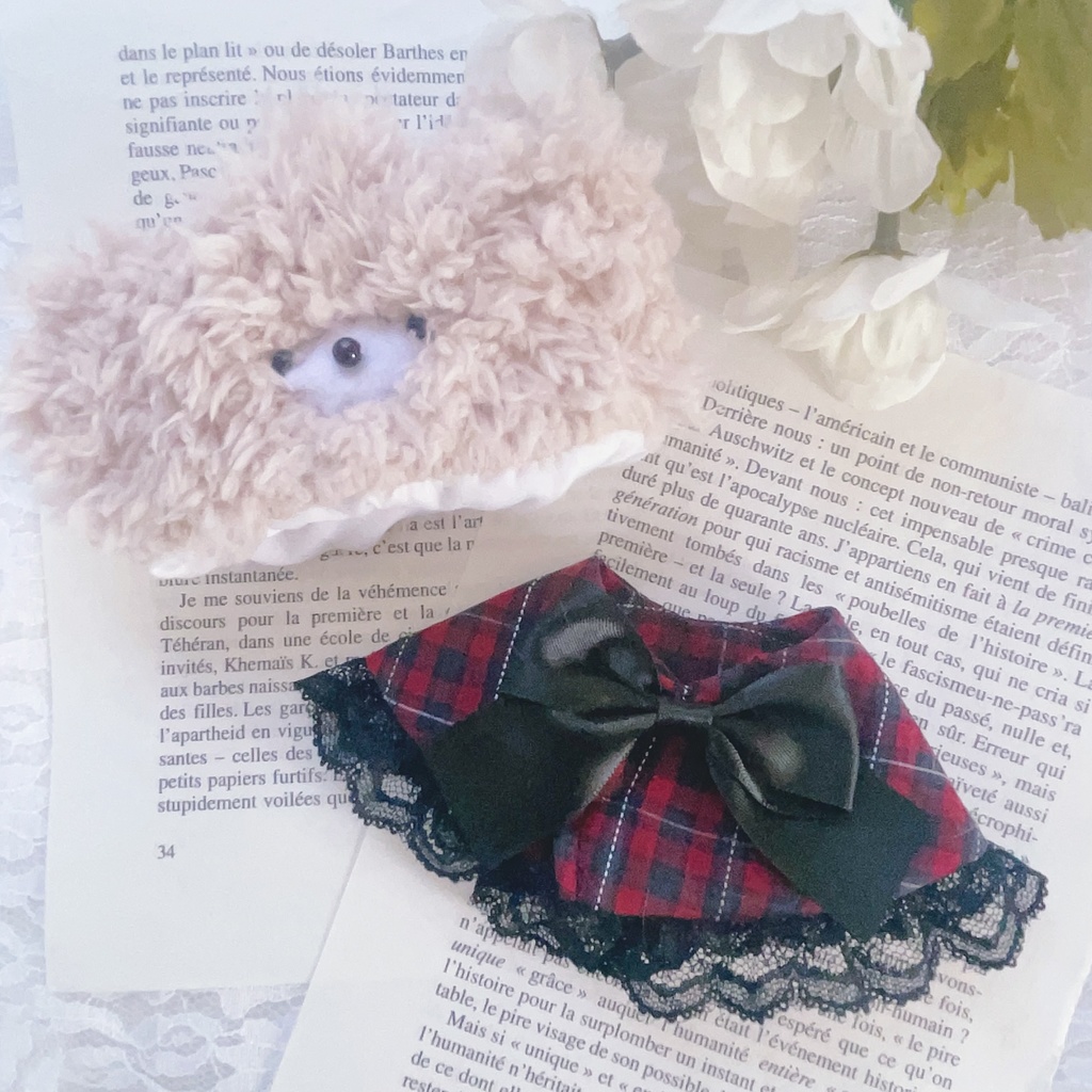 いつぬい くまちゃんの帽子とケープのセット 赤