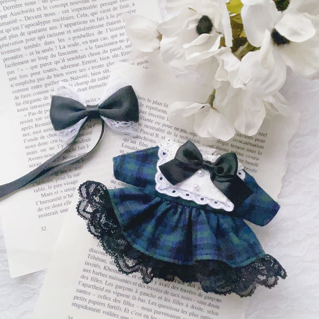 16cm 緑チェックのワンピース