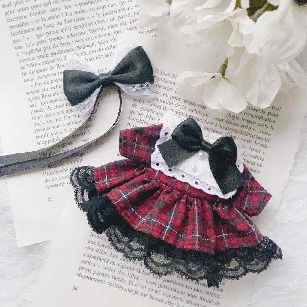 16cm 赤チェックのワンピース