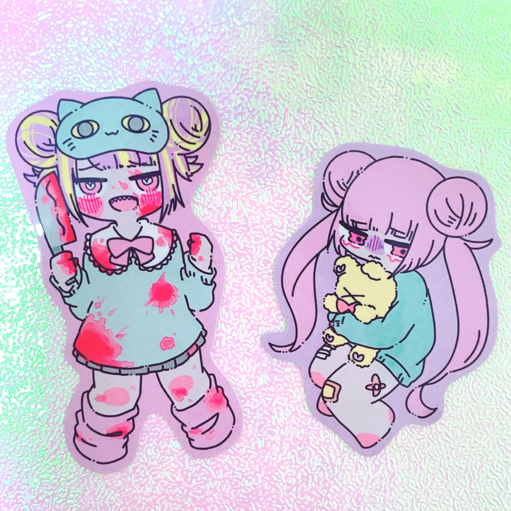 かがいしゃちゃん&ひがいしゃちゃんステッカー